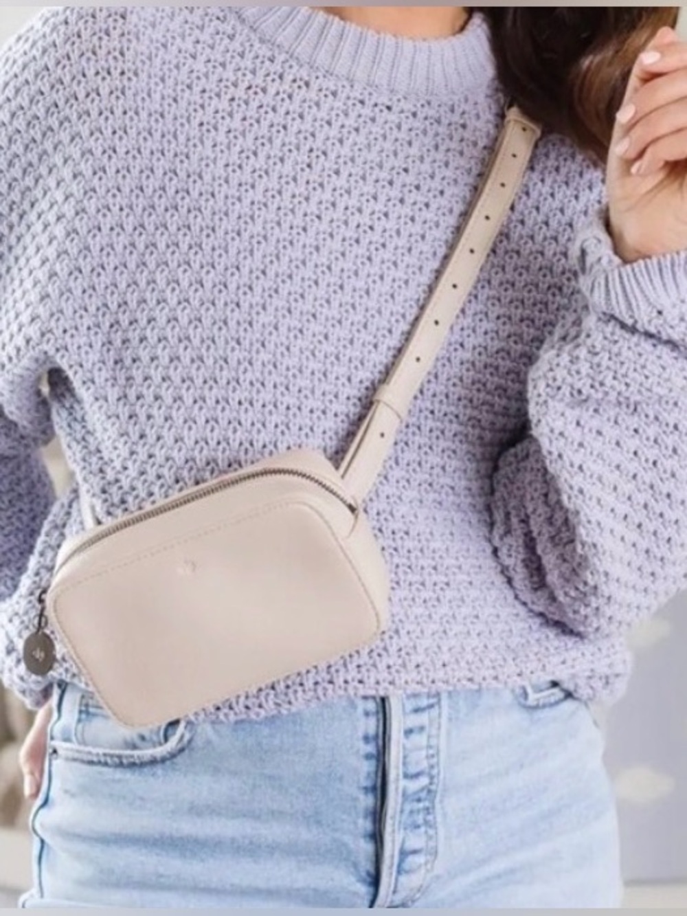 OLA FOR THE JILLY BOX Micro Belt Bag Crossbody Bag in Dove NEW WITH TAG